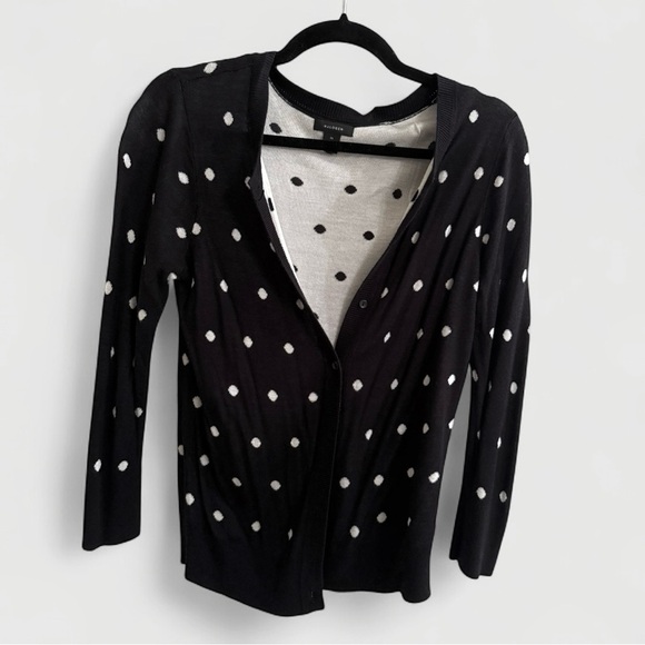 Halogen Black Polka Dot Cardigan Sweater Size M - Picture 1 of 3